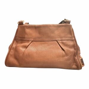 UGG Brown Pebbled Leather Shoulder Bag Gold Hardware Zip Top